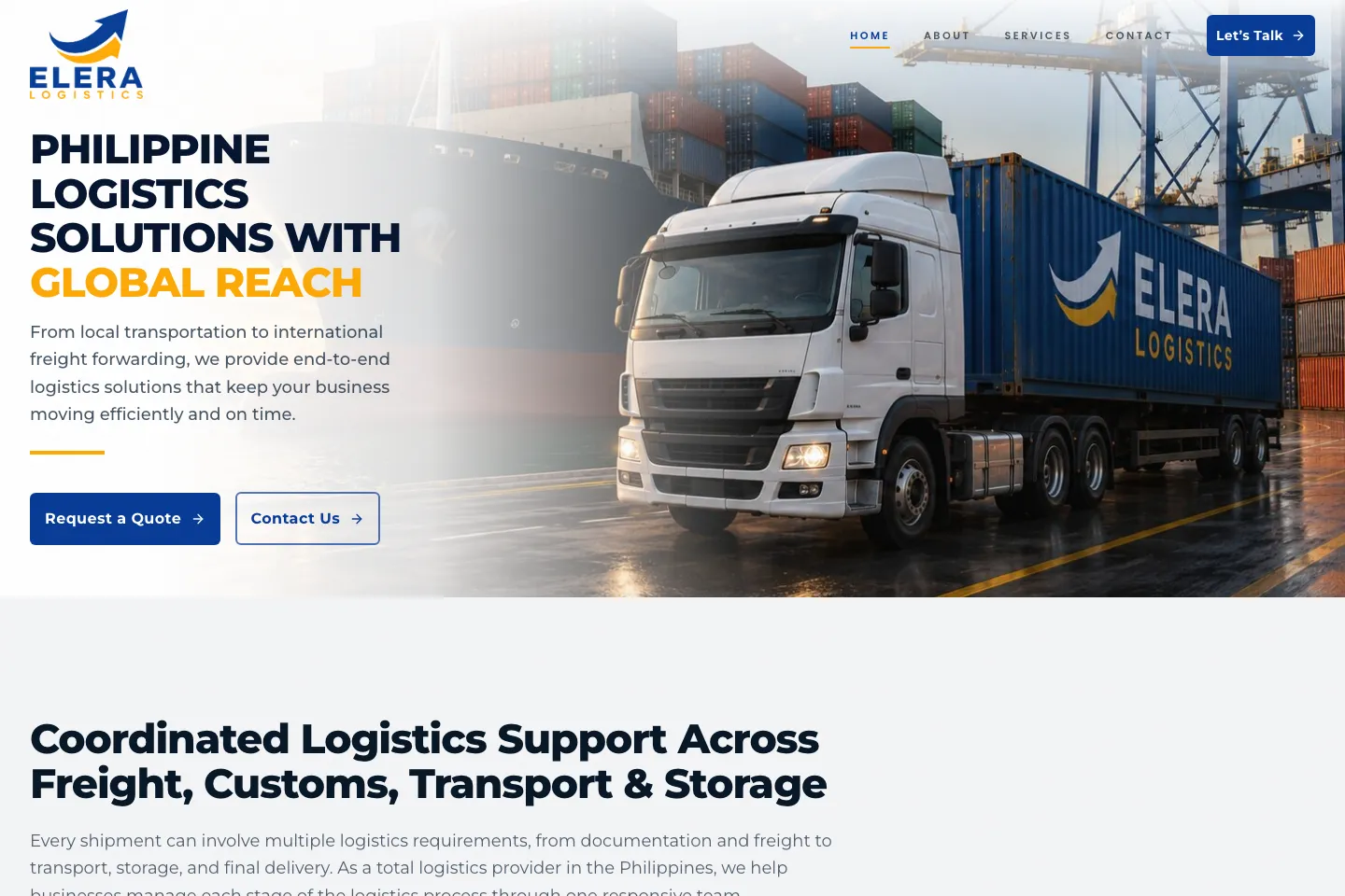 ELERA Logistics website homepage